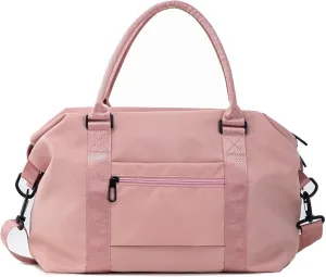 Travel Duffle Bag Waterproof Weekender Bag Carry On Tote Bags for Women Men, Travel Essentials Sport Gym Bag Luggage Bag with Trolley Sleeve (Pink)
