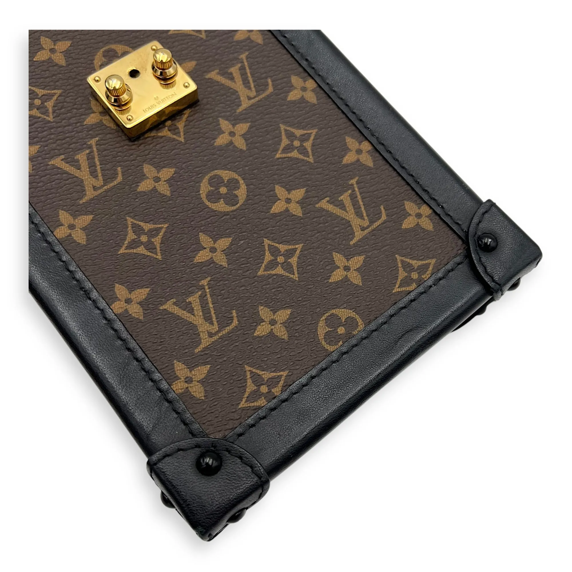 Trunk Vertical Brown Crossbody Bag in Monogram Coated Canvas, Gold hardware