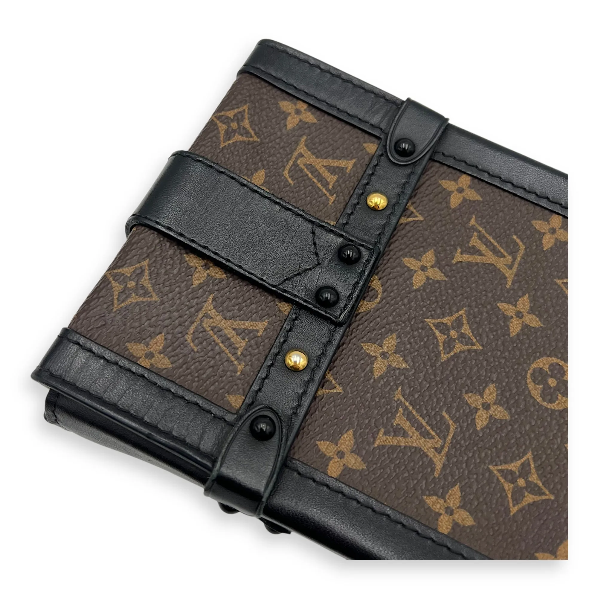 Trunk Vertical Brown Crossbody Bag in Monogram Coated Canvas, Gold hardware