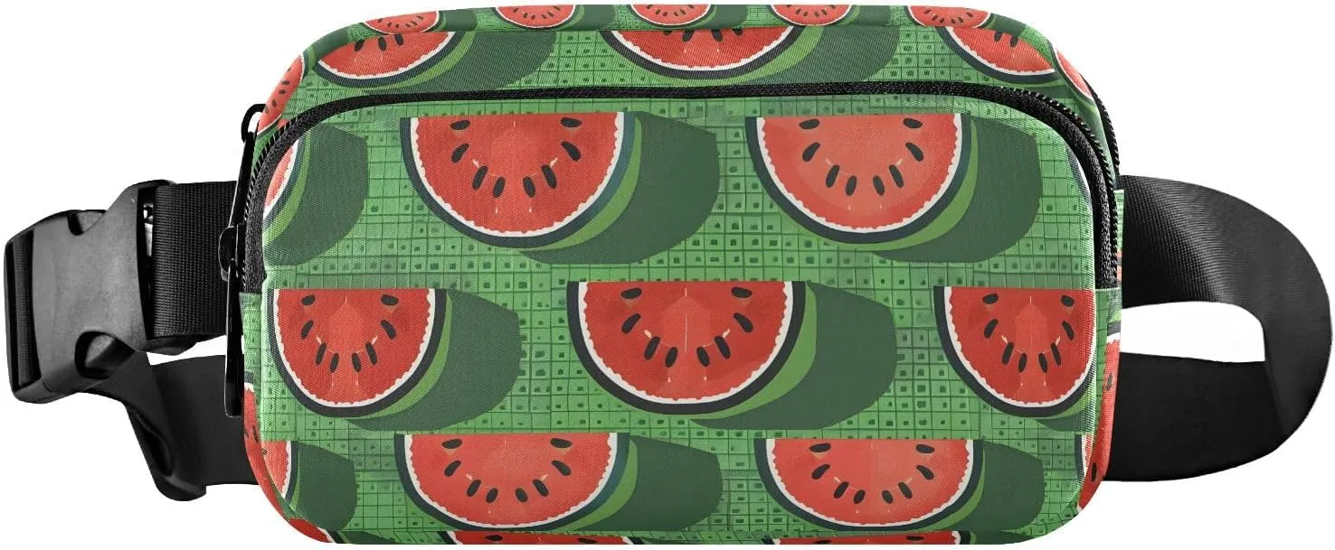 Watermelon Pixel Style Fanny Pack for Women Men, Crossbody Waist Packs with Adjustable Strap Belt bag for Travel Workout Hiking