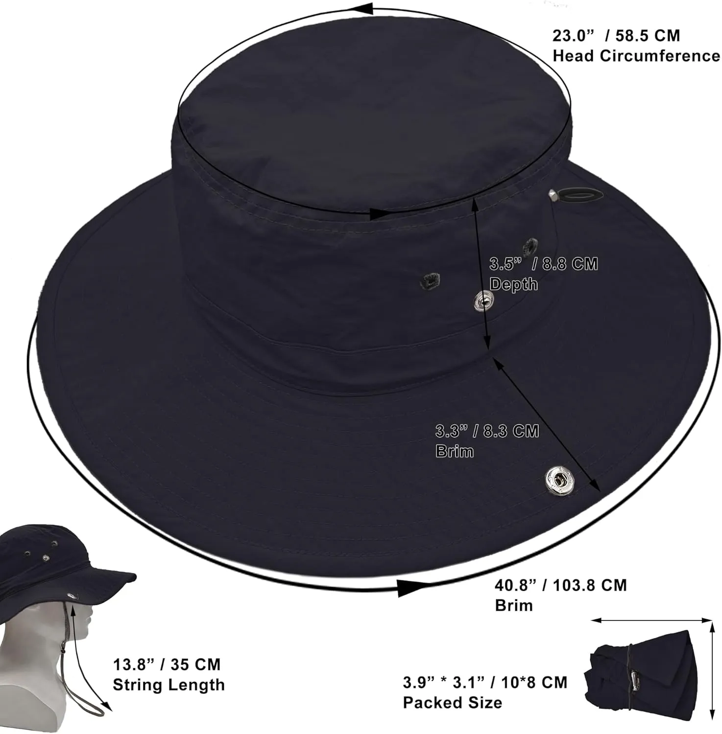 Waterproof Bucket Rain Hat for Women Wide Brim UV Protection Foldable Mesh Soft Boonie Beach Fishing Cowboy Hat Men