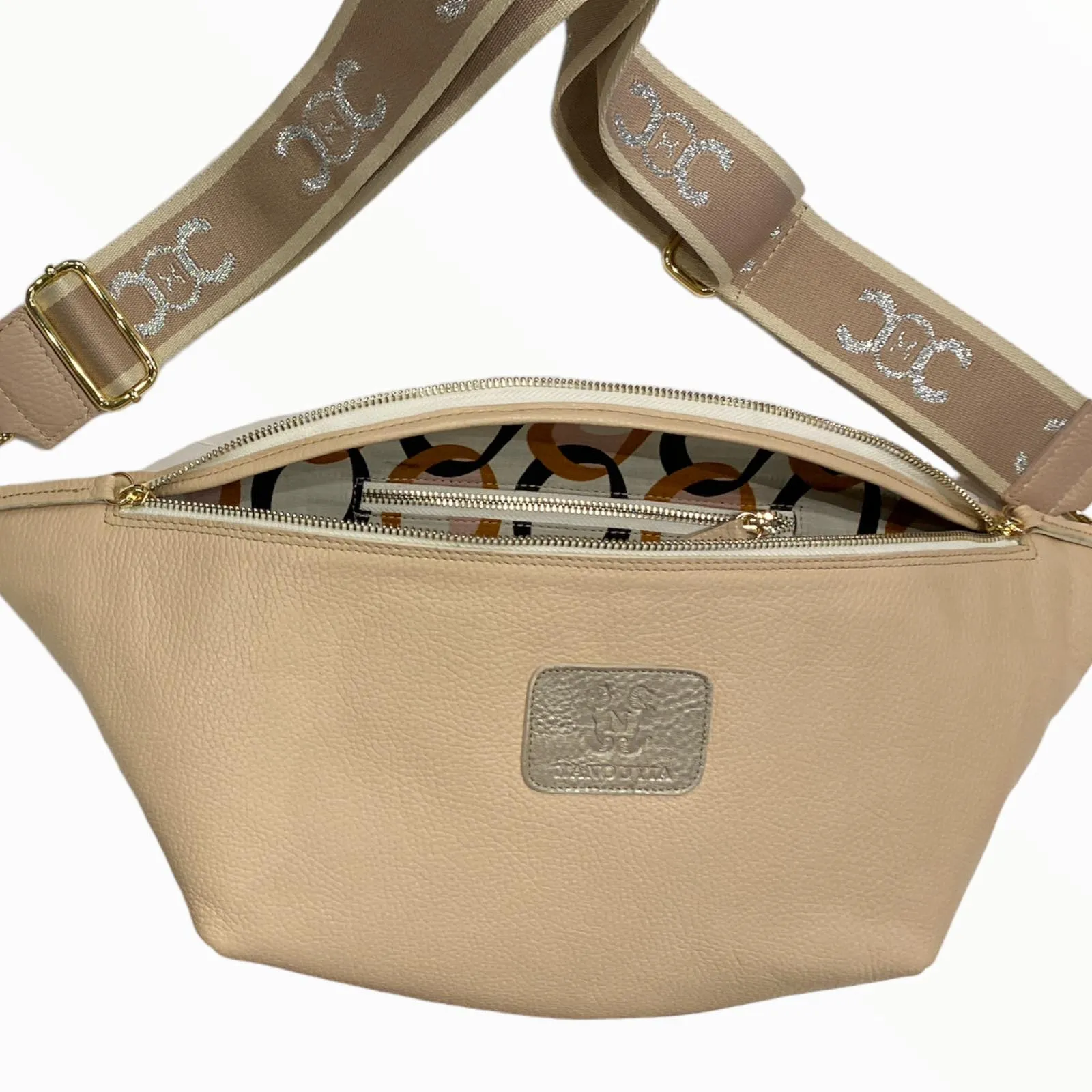 XXL nude leather belt bag