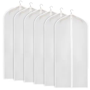 Zilink Garment Bags for Long Dresses 60-inch Translucent Suit Bag with Full-Length Zipper (Set of 6) for Dance Costumes Gown Dress Clothes Storage [Upgraded Version]