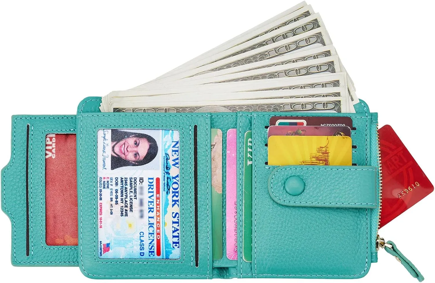 ZOOEASS Women's RFID Mini Soft Leather Bifold Wallet With ID Window Card Sleeve Coin Purse