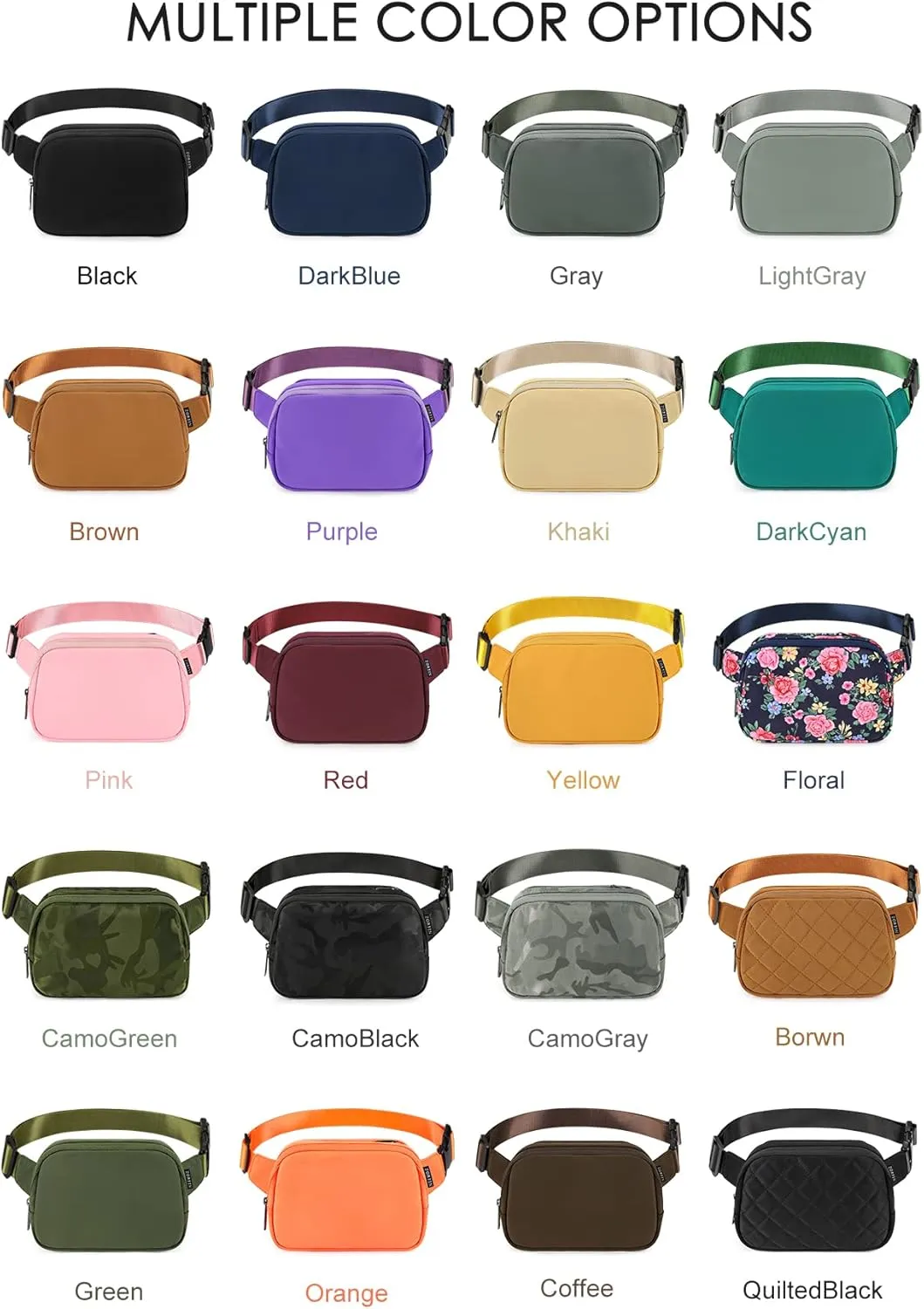 ZORFIN Belt Bag for Women Men Fashionable Crossbody Fanny Packs for Women with Adjustable Strap for Hiking Running TravelGray
