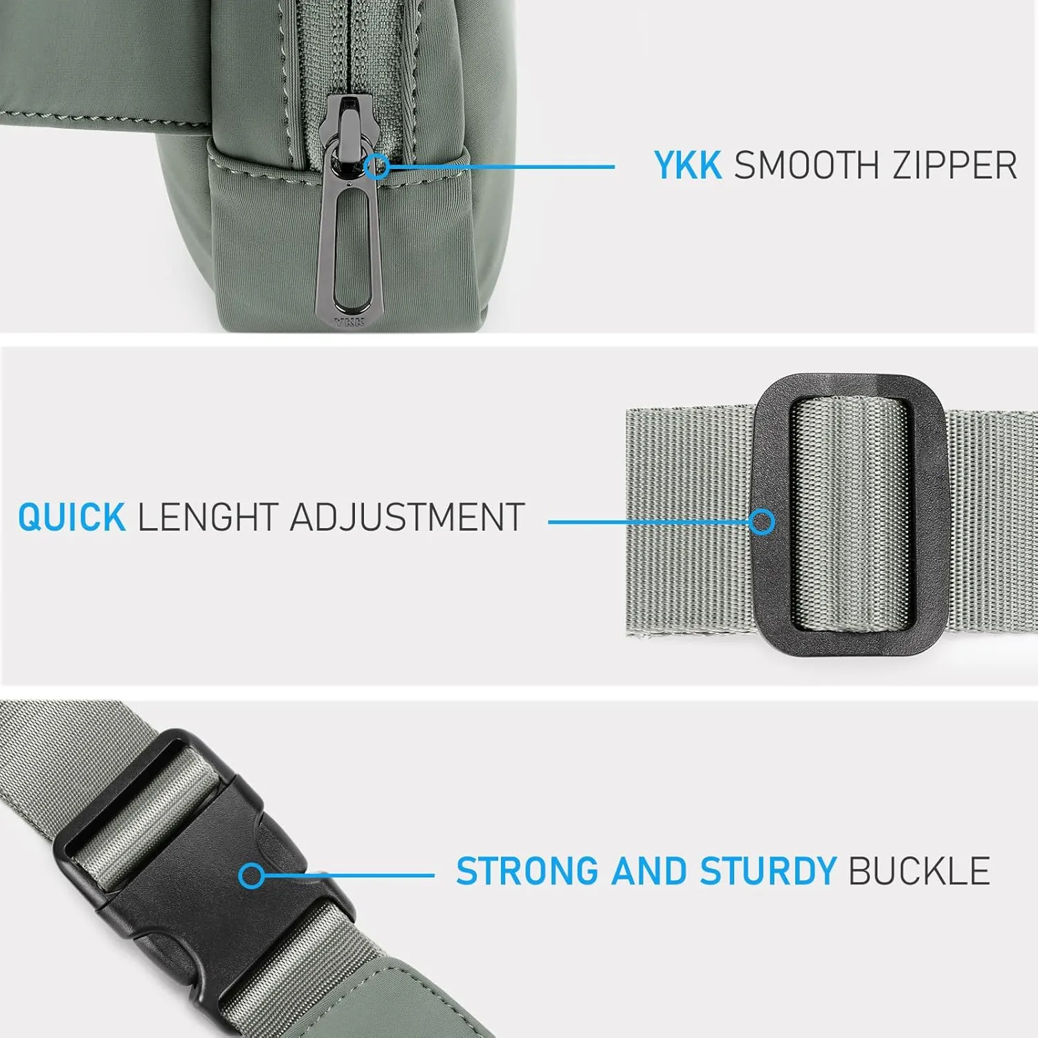 ZORFIN Belt Bag for Women Men Fashionable Crossbody Fanny Packs for Women with Adjustable Strap for Hiking Running TravelGray